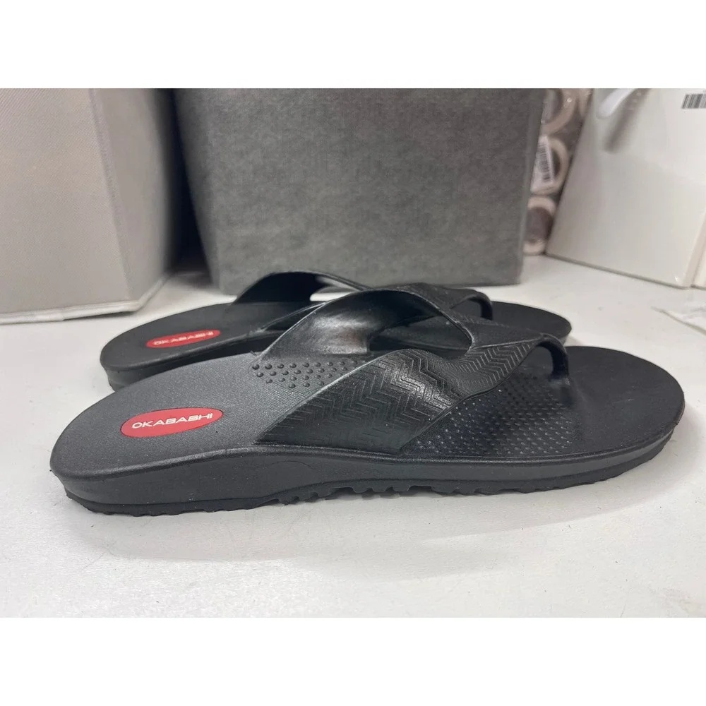 Okabashi Surf Mens Flip Flops Black Waterproof Sandals Size XL Made in USA